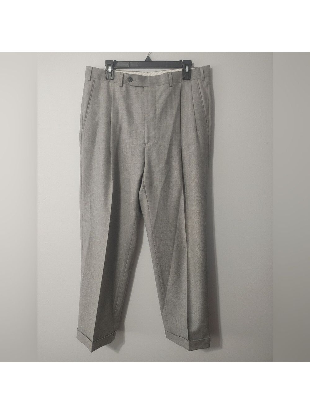 Samuelsohn Gray Men's Super 110s, 100% Wool Pants 34 Reg